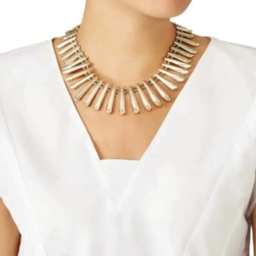 Kendra Scott Jill Gold Sunburst Spike Statement Fringe‎ Necklace Rose Gold Tone - Picture 3 of 16